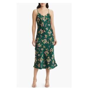 NWT Lost + Wander Sarah Floral Print Midi Slipdress Green Size Medium